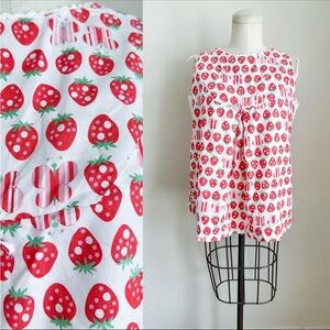 Vintage 1960s Maternity Top / Strawberry Novelty Print Top // M